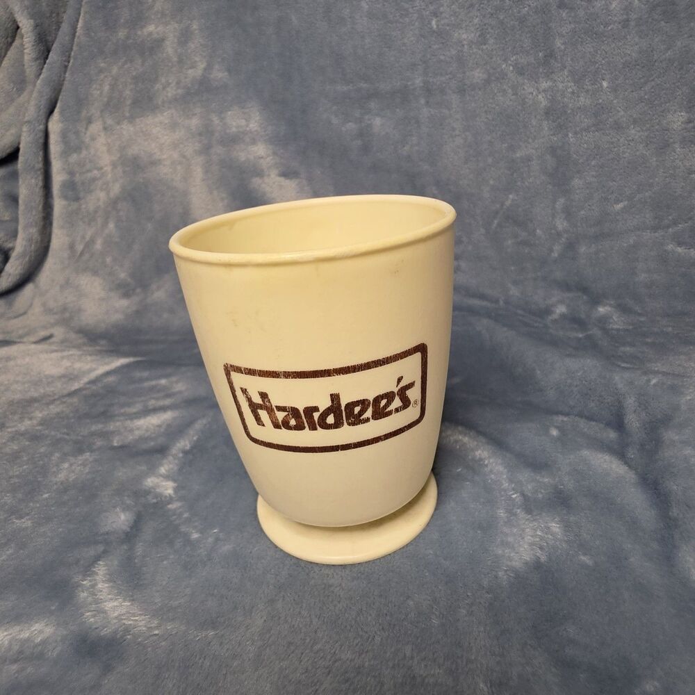Hardee's Vintage Plastic Travel Mug Fast Food Memorabilia Whirley USA 1980s